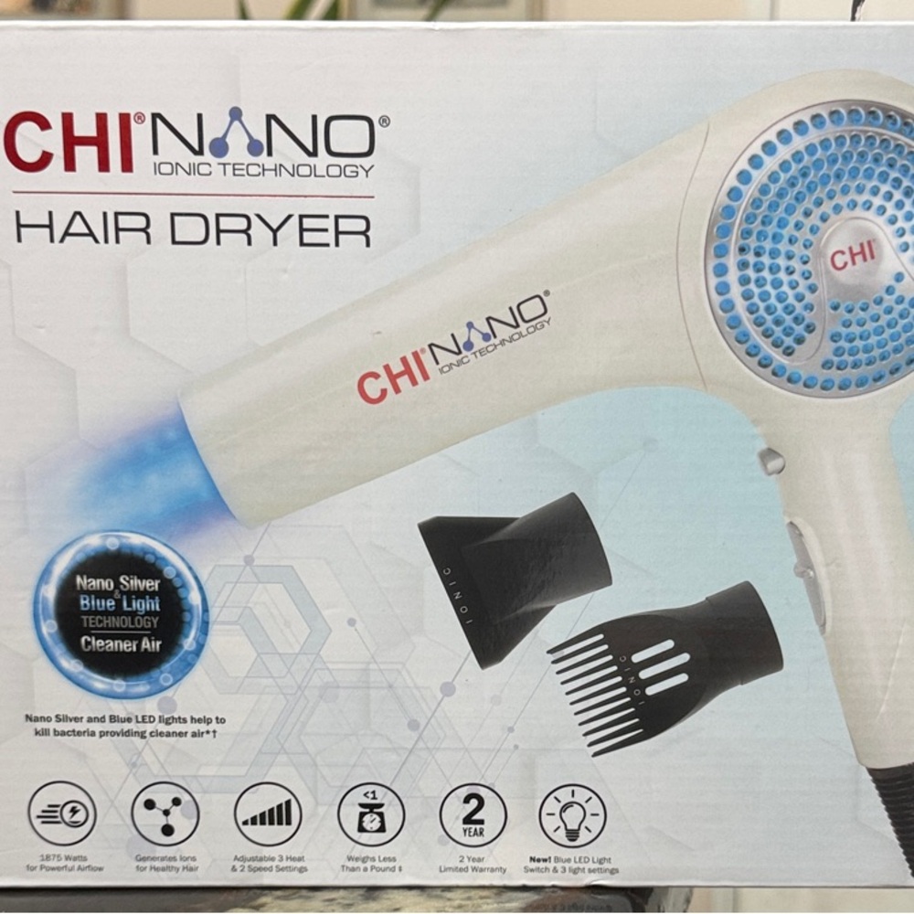 CHI Nano Ionic Hair Dryer - Silver and Blue